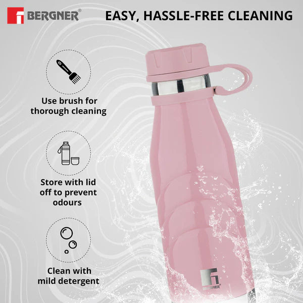 Bergner Walking Stainless Steel Vaccum Bottle 500ml, Peach