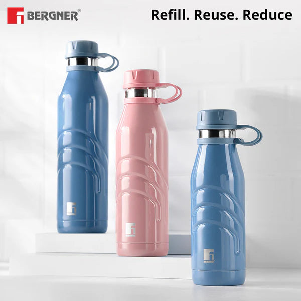 Bergner Walking Stainless Steel Vaccum Bottle 750ml, Peach