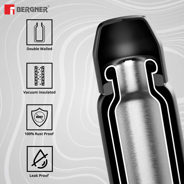 Bergner Walking Stainless Steel Vaccum Bottle 525ml, Orange