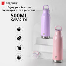 Bergner Walking Stainless Steel Vaccum Bottle 500ml, Mauve