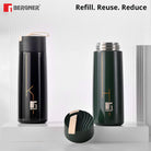 Bergner Walking Stainless Steel Vaccum Bottle 350ml, Black
