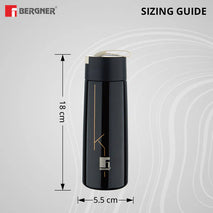 Bergner Walking Stainless Steel Vaccum Bottle 350ml, Black
