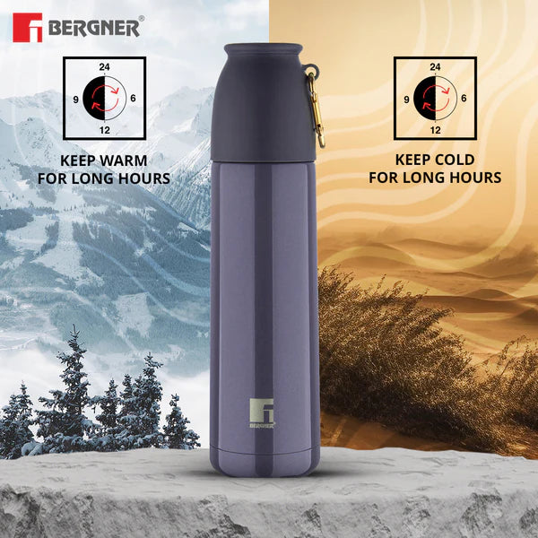 Bergner Walking Stainless Steel Vaccum Bottle 500ml, Grey