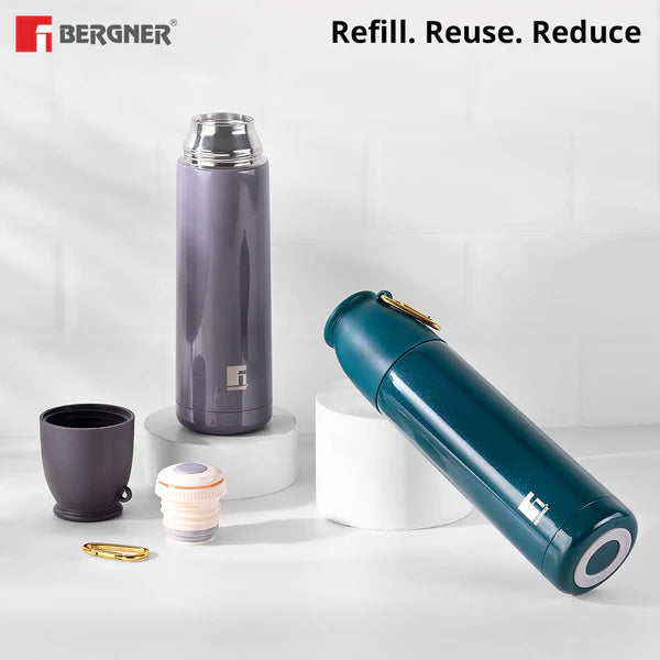 Bergner Walking Stainless Steel Vaccum Bottle 500ml, Grey
