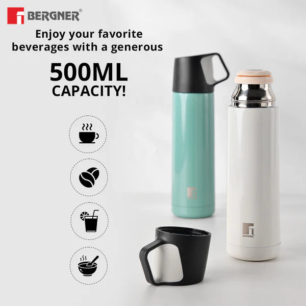 Bergner Walking Stainless Steel Vaccum Bottle 500ml, Green