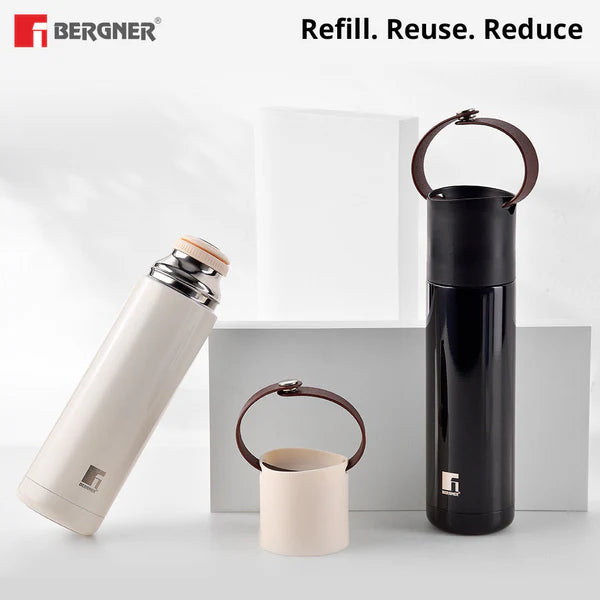 Bergner Walking Stainless Steel Vaccum Bottle 500ml, White