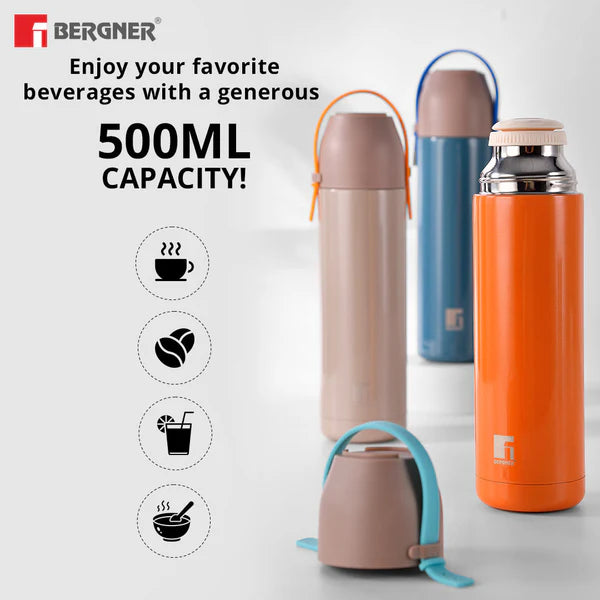 Bergner Walking Stainless Steel Vaccum Bottle 500ml, Green
