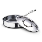 BERGNER Argent TriPly Stainless Steel 22 cm (1.8 L) Sautepan with Stainless Steel Lid, Stay Cool Cast Handle, Healthy Cooking, Less Oil Use, Food Safe, Durable - Induction and Gas Stove Ready