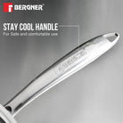 BERGNER Argent TriPly Stainless Steel 22 cm (1.8 L) Sautepan with Stainless Steel Lid, Stay Cool Cast Handle, Healthy Cooking, Less Oil Use, Food Safe, Durable - Induction and Gas Stove Ready