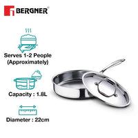 Argent Tri-Ply Stainless Steel Sautepan With Lid