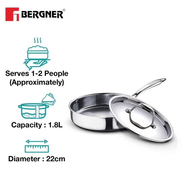Argent Tri-Ply Stainless Steel Sautepan With Lid