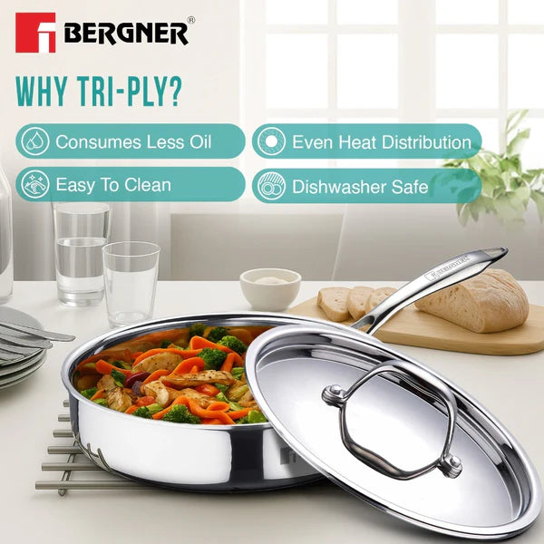 Argent Tri-Ply Stainless Steel Sautepan With Lid