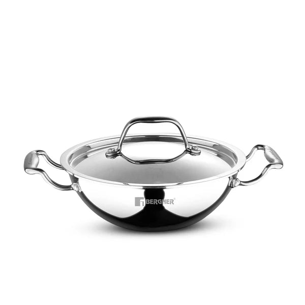 Argent Tri-Ply Stainless Steel Kadhai With Lid