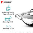 Argent Tri-Ply Stainless Steel Kadhai With Lid