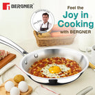 BERGNER Argent Triply 24cm Stainless Steel Frypan, Less Oil Use, Induction Bottom Cookware