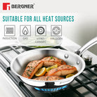 BERGNER Argent Triply 24cm Stainless Steel Frypan, Less Oil Use, Induction Bottom Cookware
