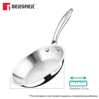 BERGNER Argent Triply Stainless Steel Cookware Set, Less Oil Use, Induction Bottom Cookware