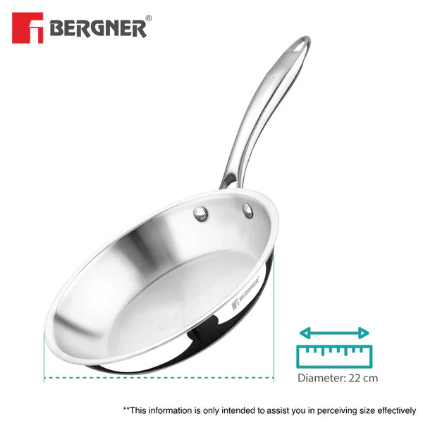 BERGNER Argent Triply Stainless Steel Cookware Set, Less Oil Use, Induction Bottom Cookware