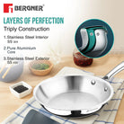 BERGNER Argent Triply Stainless Steel Cookware Set, Less Oil Use, Induction Bottom Cookware