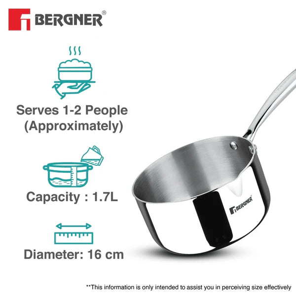 Argent Tri-Ply Stainless Steel Milkpan/Saucepan Induction