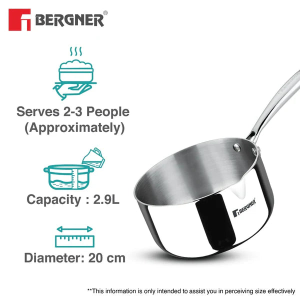 Argent Tri-Ply Stainless Steel Milkpan/Saucepan Induction