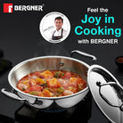 Tri-Ply Stainless Steel Deep Kadai with Lid