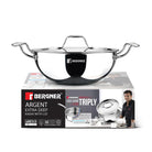 Tri-Ply Stainless Steel Deep Kadai with Lid