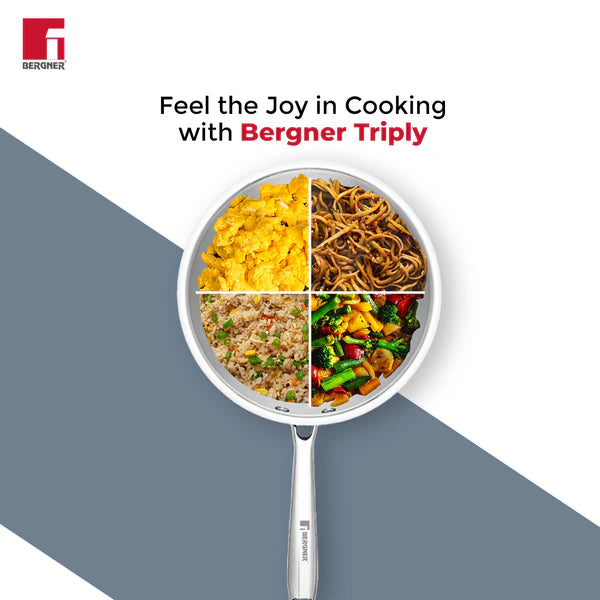 Tri-Ply Stainless Steel Wok With Lid 22Cm