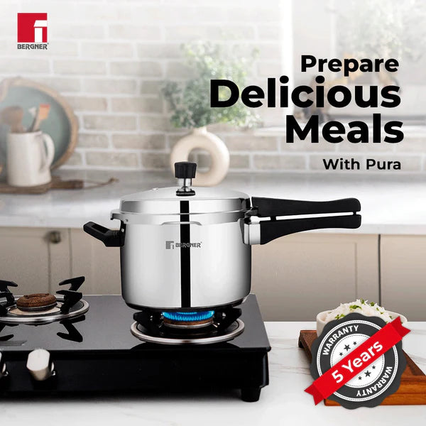 Bergner Pura Straight Body Outer Lid Pressure Cooker 1.5Ltr