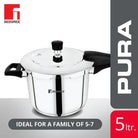 Bergner Pura Straight Body Outer Lid Pressure Cooker 5Ltr