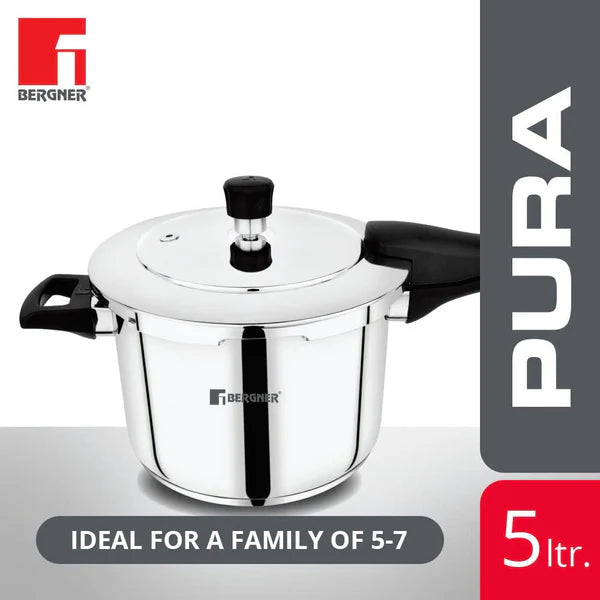 Bergner Pura Straight Body Outer Lid Pressure Cooker 5Ltr