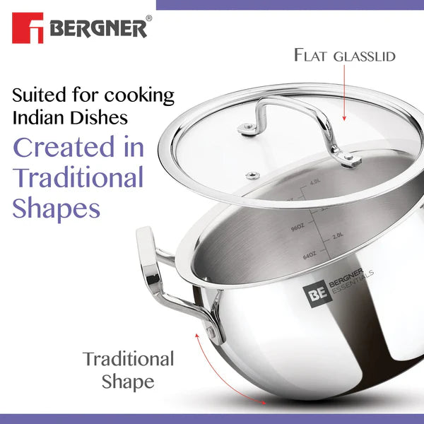 Essential Ankush Triply Rice Pot/Handi With Handle And Lid 
16cm - 2.0Ltr (Max - 2.2Ltr)