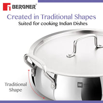 Essential Lazeez Triply Biryani Pot/Handi With Handle And Lid 
24cm - 4.0Ltr (Max - 4.4Ltr)