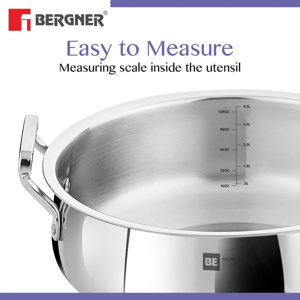 Essential Lazeez Triply Biryani Pot/Handi With Handle And Lid 
24cm - 4.0Ltr (Max - 4.4Ltr)