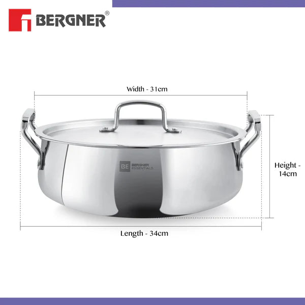 Essential Lazeez Triply Biryani Pot/Handi With Handle And Lid 
28cm - 6.0Ltr (Max - 6.4Ltr)
