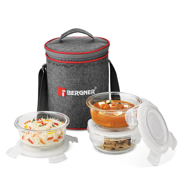 BERGNER 4PC LUNCH BAG SET POLYESTER WITH SHOULDER STRAP