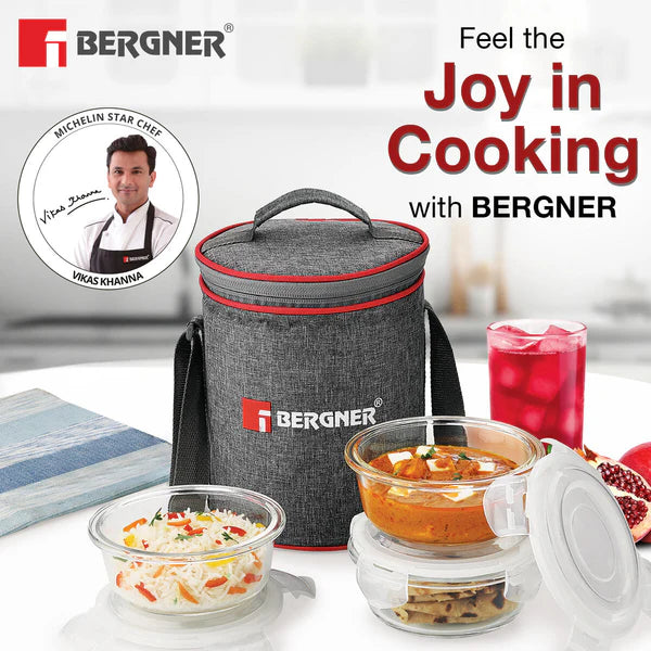 BERGNER 4PC LUNCH BAG SET POLYESTER WITH SHOULDER STRAP