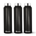 BERGNER 3PC WATER BOTTLE SET 3 x 1000ML S/S BLACK