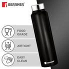 BERGNER 3PC WATER BOTTLE SET 3 x 1000ML S/S BLACK