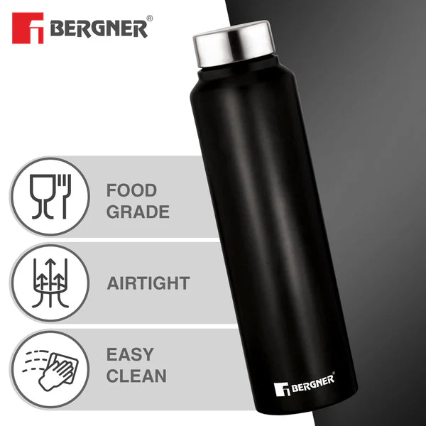 BERGNER 3PC WATER BOTTLE SET 3 x 1000ML S/S BLACK
