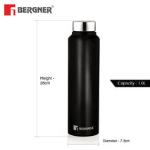 BERGNER 3PC WATER BOTTLE SET 3 x 1000ML S/S BLACK