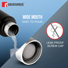 BERGNER 3PC WATER BOTTLE SET 3 x 1000ML S/S BLACK