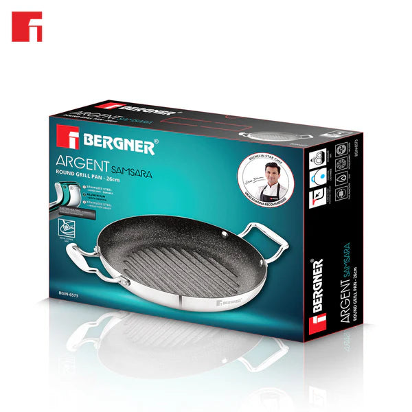 GRILL PAN 26CM TRIPLY