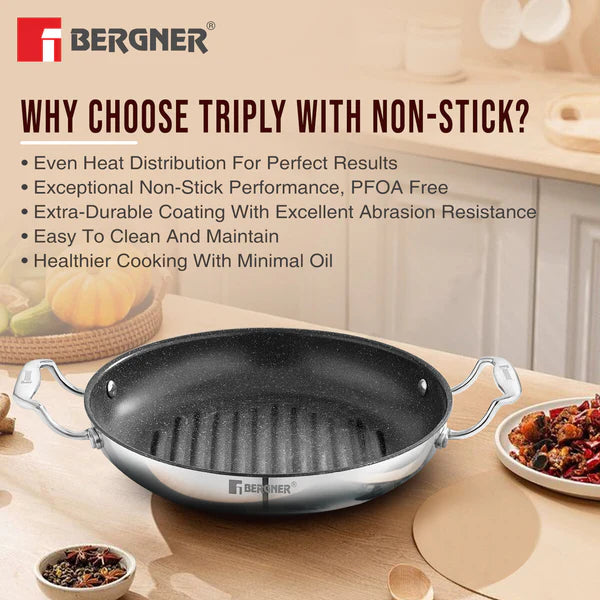 GRILL PAN 26CM TRIPLY
