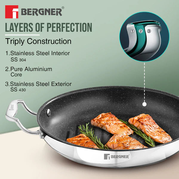 GRILL PAN 26CM TRIPLY