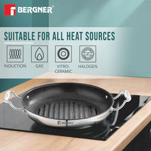GRILL PAN 26CM TRIPLY