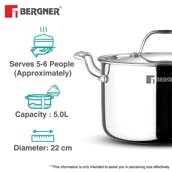 Argent Samsara Stock Pot Triply With Glass Lid