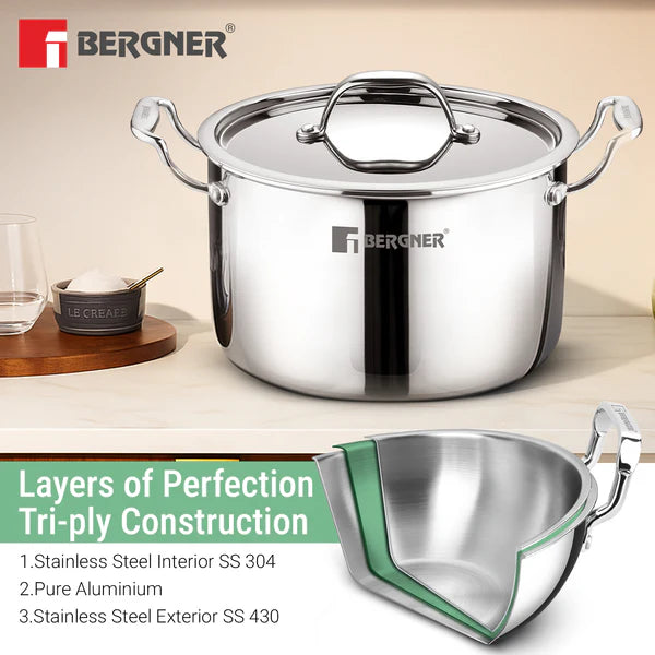 AREGNT SAMSARA STOCK POT 22CM TRIPLY WITH GLASS LID