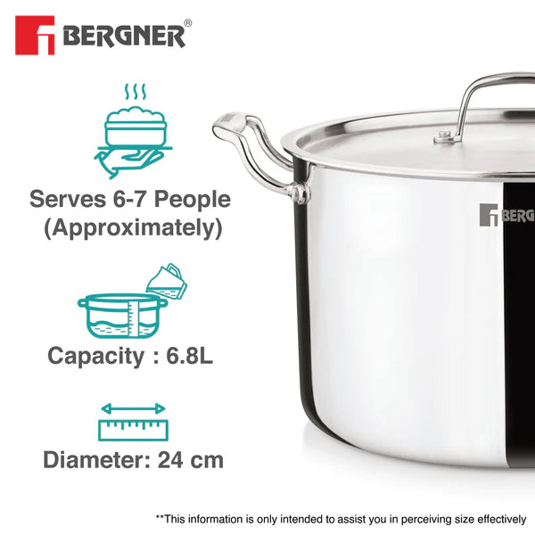 AREGNT SAMSARA STOCK POT 24CM TRIPLY WITH S/S LID