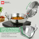 Bergner TRIPRO 3PC SET TRIPLY
24cm Kadai with Lid + 3 Ltr Outer lid Cooker